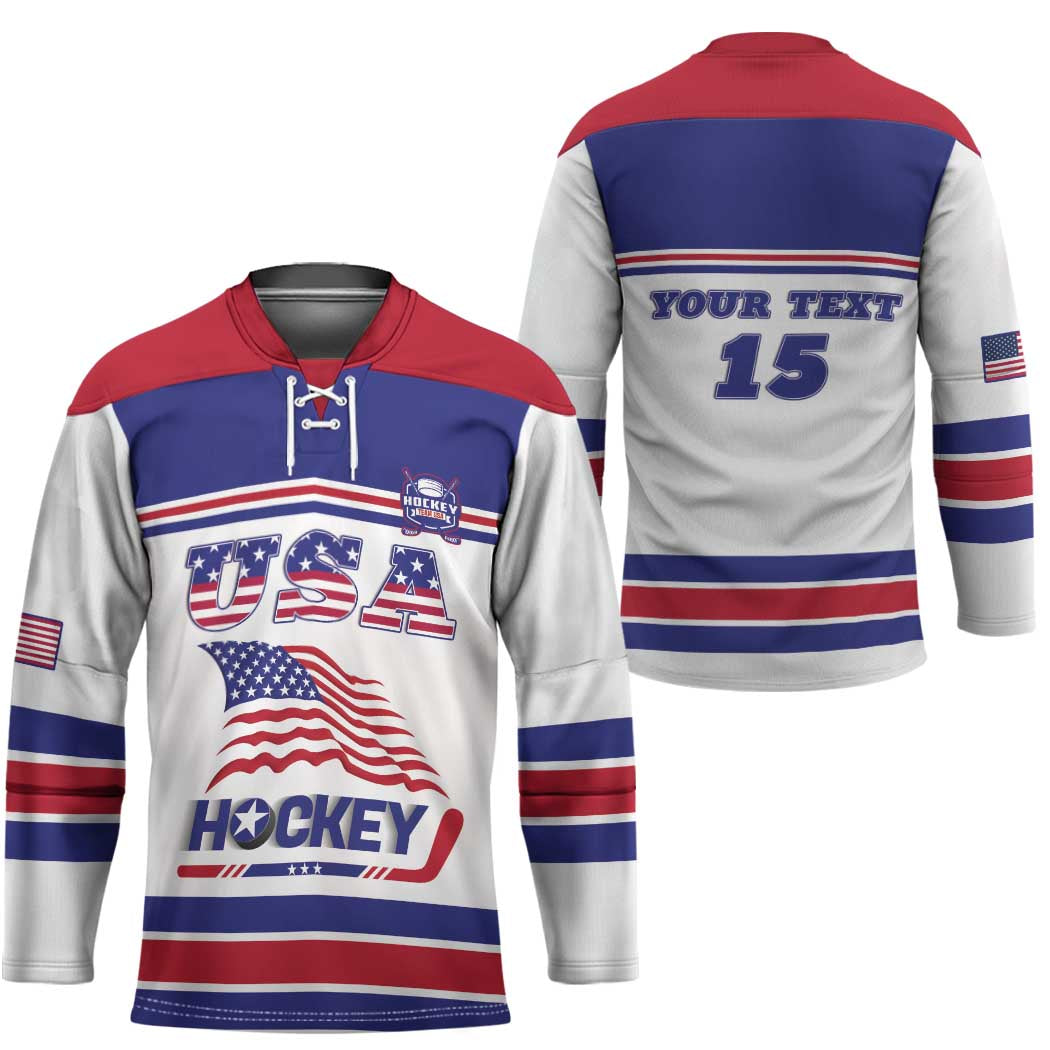 Custom USA Ice Hockey Hockey Jersey Old Glory On Ice