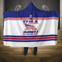 USA Ice Hockey Hooded Blanket Old Glory On Ice