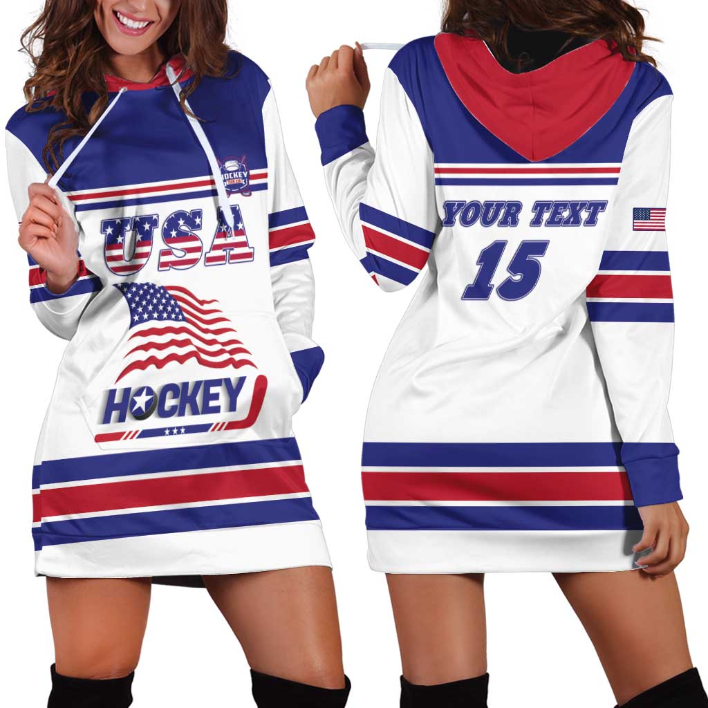 Custom USA Ice Hockey Hoodie Dress Old Glory On Ice