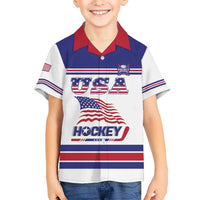 Custom USA Ice Hockey Kid Hawaiian Shirt Old Glory On Ice