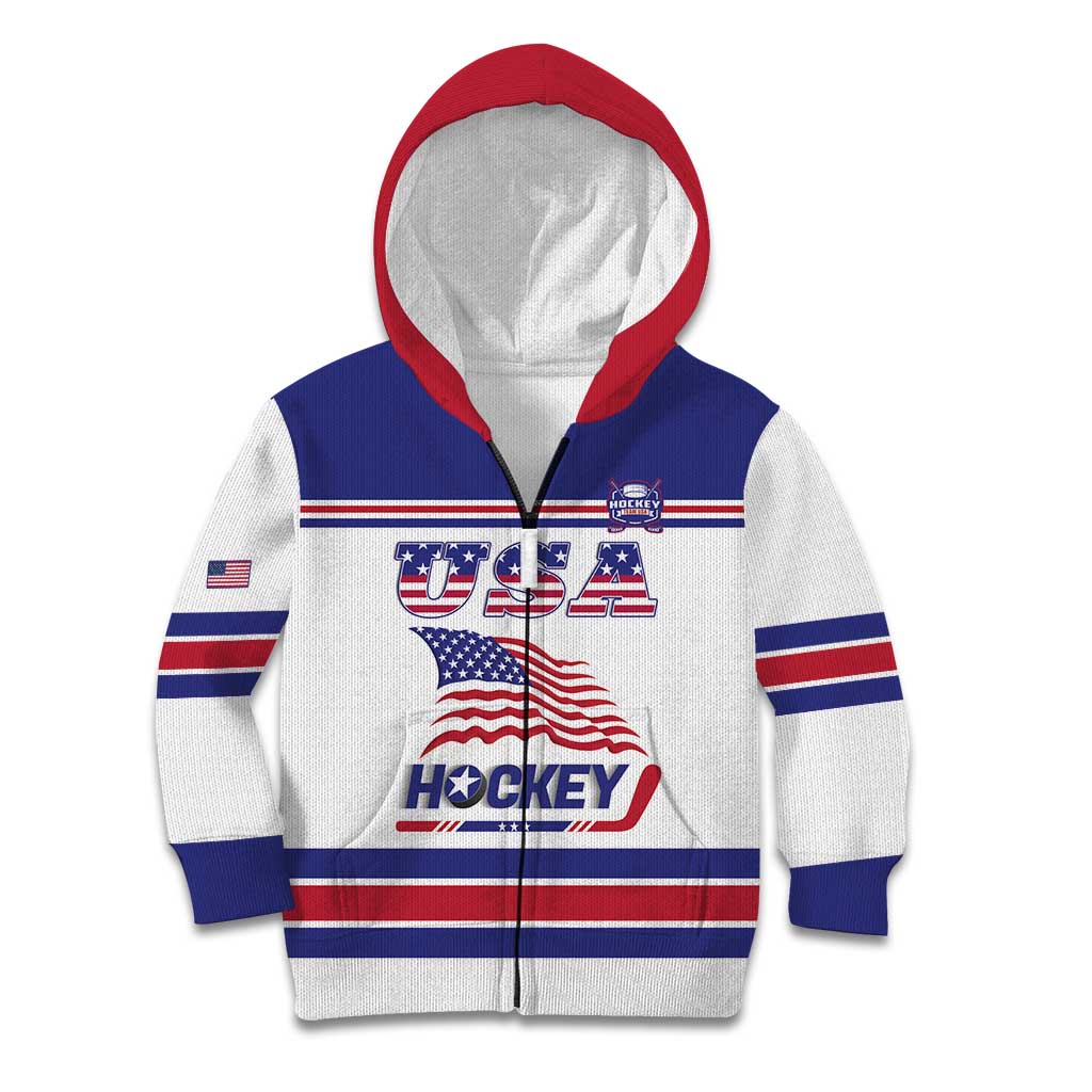 Custom USA Ice Hockey Kid Hoodie Old Glory On Ice