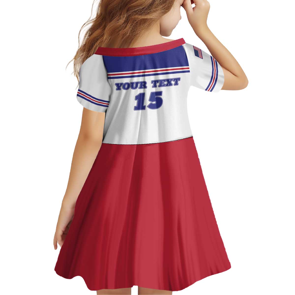 Custom USA Ice Hockey Kid Short Sleeve Dress Old Glory On Ice