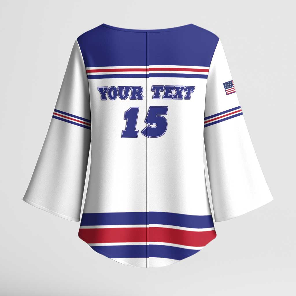 Custom USA Ice Hockey Kimono Sleeve Blouse Old Glory On Ice