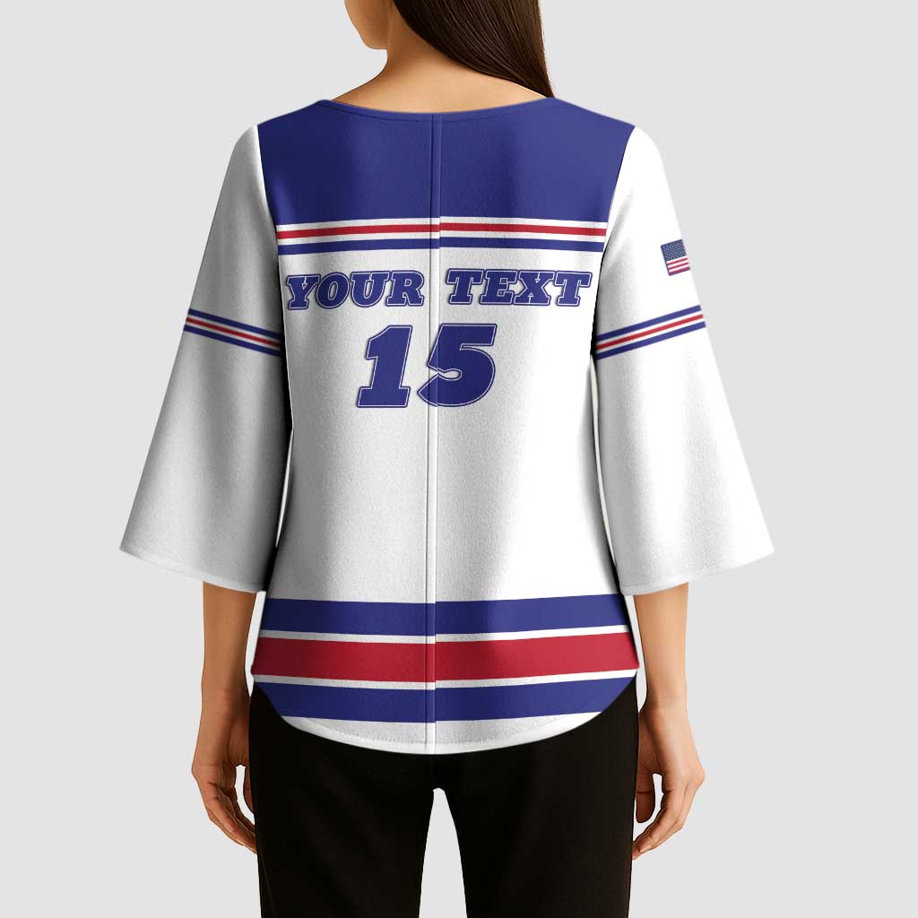 Custom USA Ice Hockey Kimono Sleeve Blouse Old Glory On Ice
