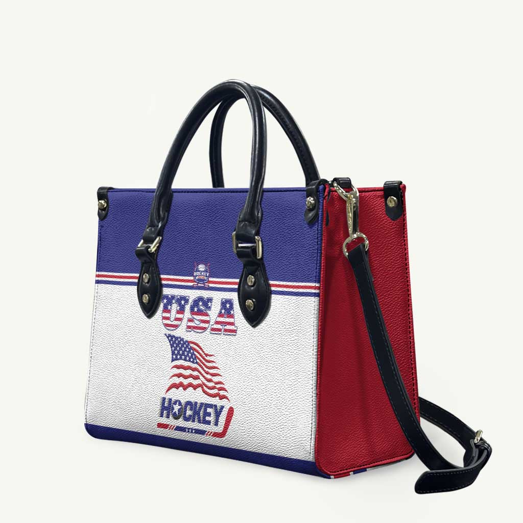 USA Ice Hockey Leather Bag Old Glory On Ice