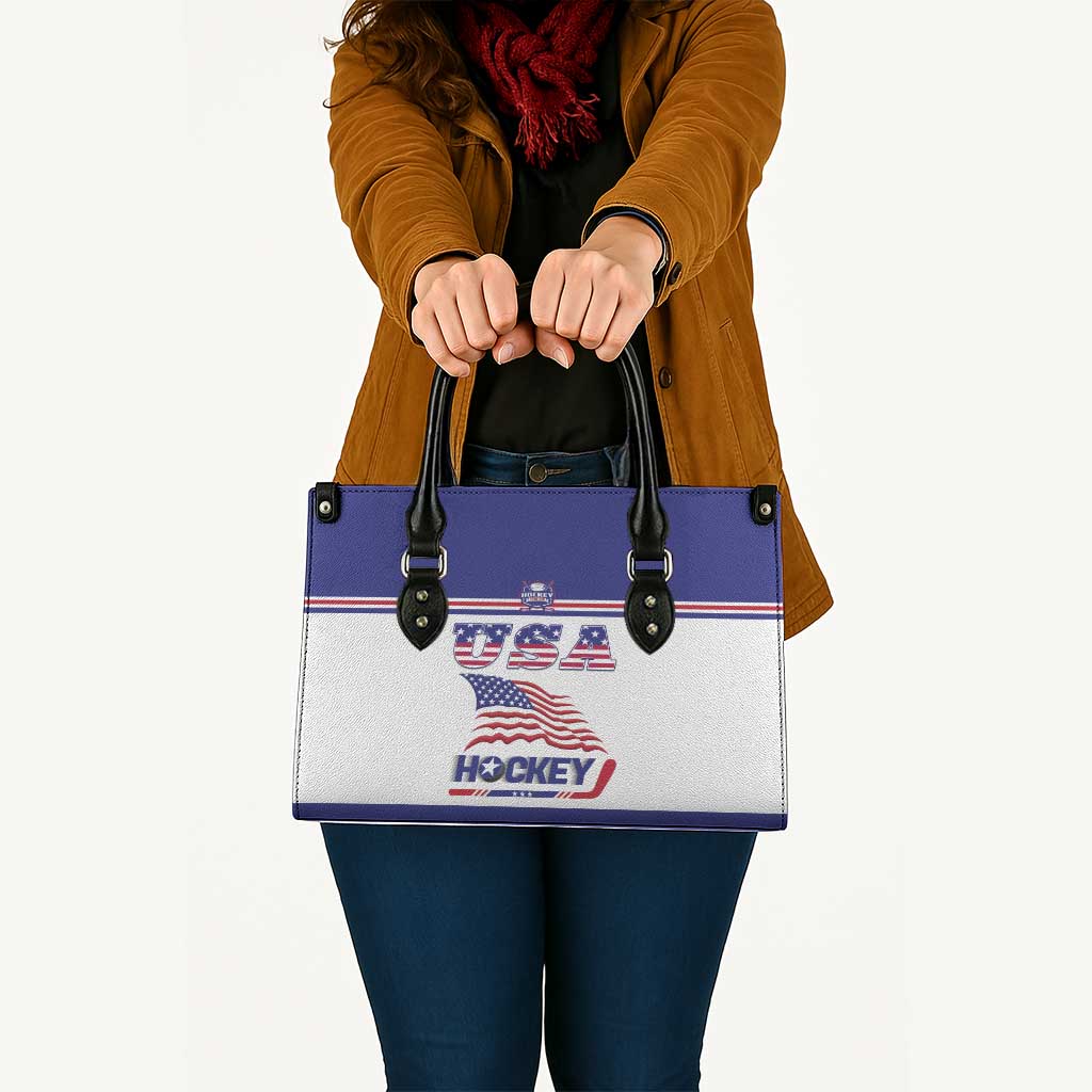 USA Ice Hockey Leather Bag Old Glory On Ice