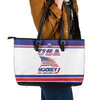 USA Ice Hockey Leather Tote Bag Old Glory On Ice