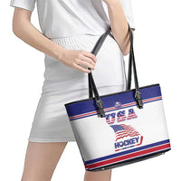USA Ice Hockey Leather Tote Bag Old Glory On Ice