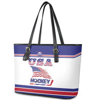 USA Ice Hockey Leather Tote Bag Old Glory On Ice