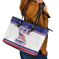 USA Ice Hockey Leather Tote Bag Old Glory On Ice