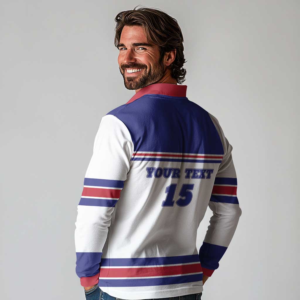 Custom USA Ice Hockey Long Sleeve Polo Shirt Old Glory On Ice