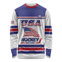Custom USA Ice Hockey Long Sleeve Shirt Old Glory On Ice