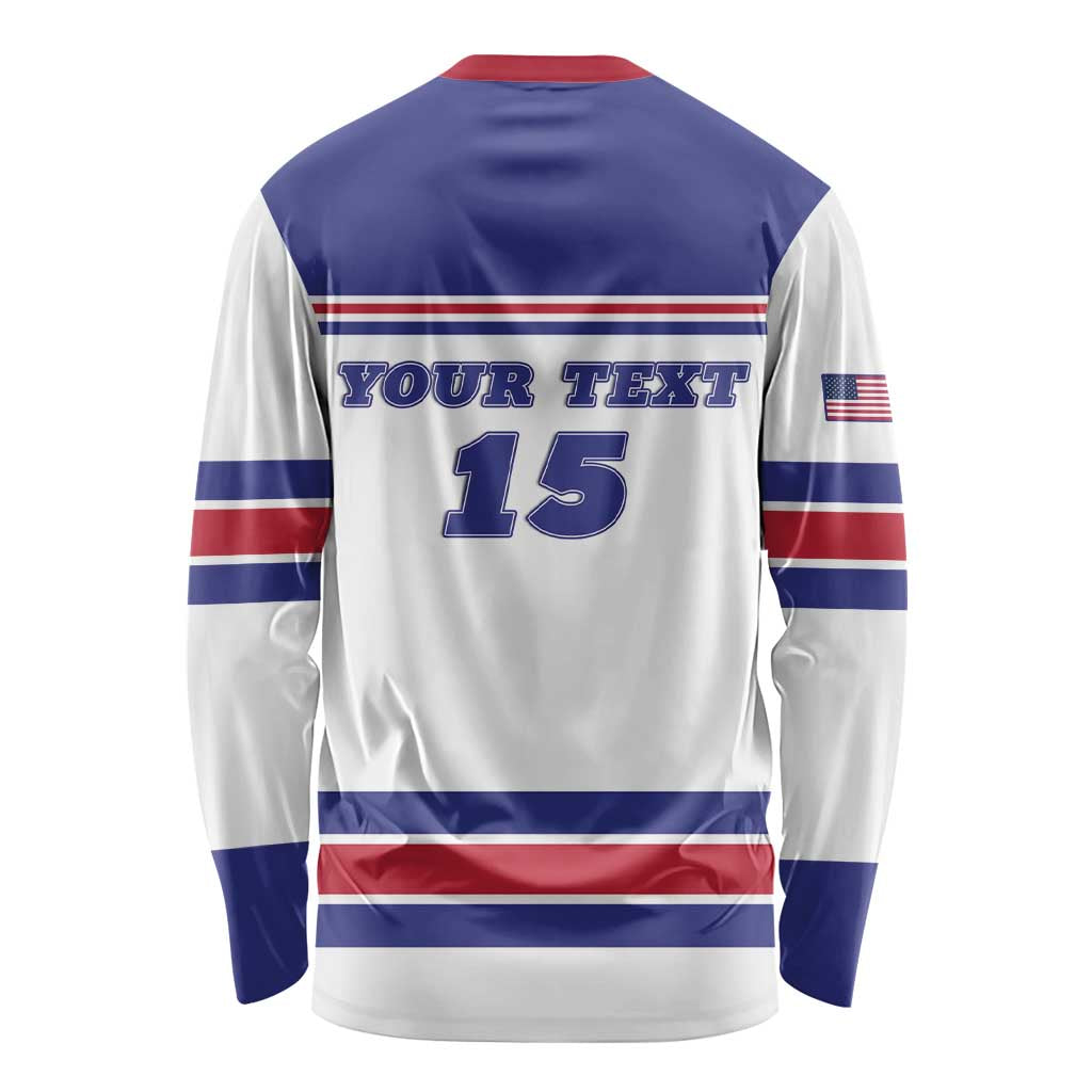Custom USA Ice Hockey Long Sleeve Shirt Old Glory On Ice