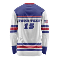 Custom USA Ice Hockey Long Sleeve Shirt Old Glory On Ice