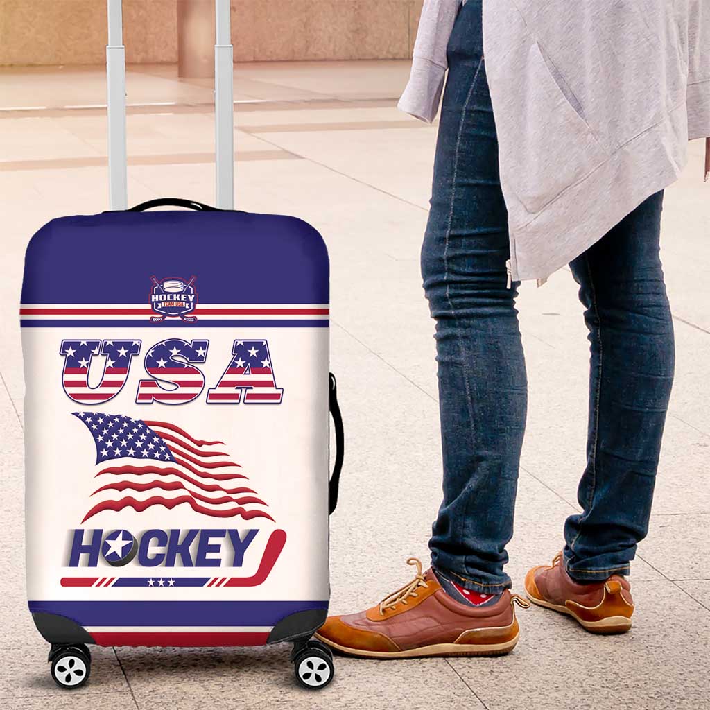 USA Ice Hockey Luggage Cover Old Glory On Ice