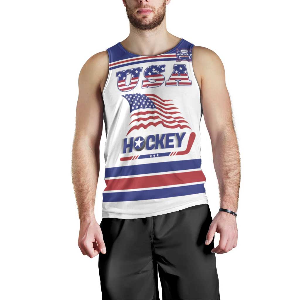Custom USA Ice Hockey Men Tank Top Old Glory On Ice