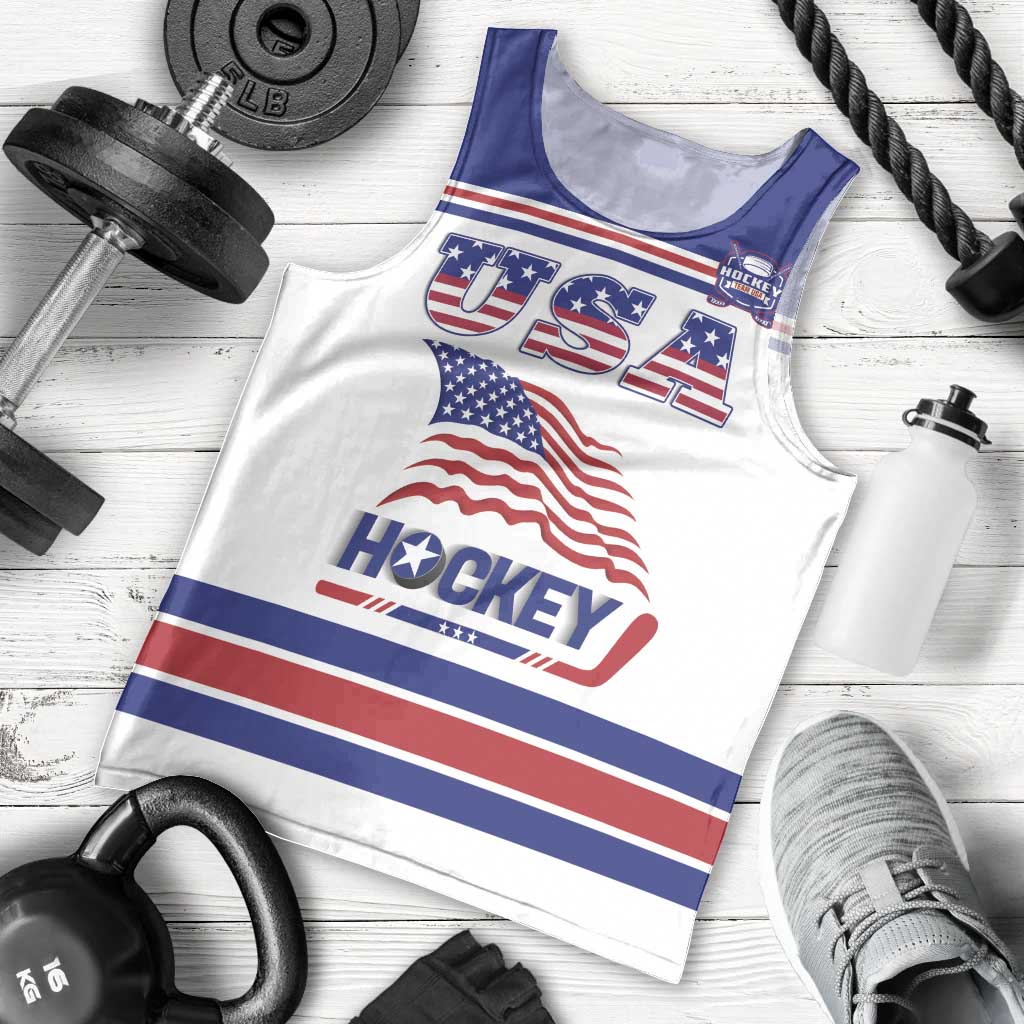 Custom USA Ice Hockey Men Tank Top Old Glory On Ice