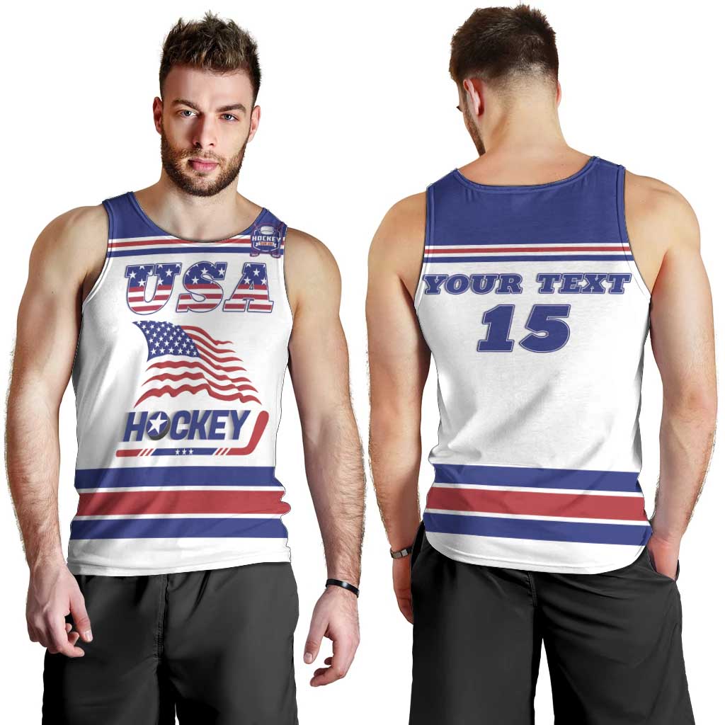 Custom USA Ice Hockey Men Tank Top Old Glory On Ice