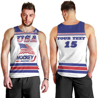 Custom USA Ice Hockey Men Tank Top Old Glory On Ice