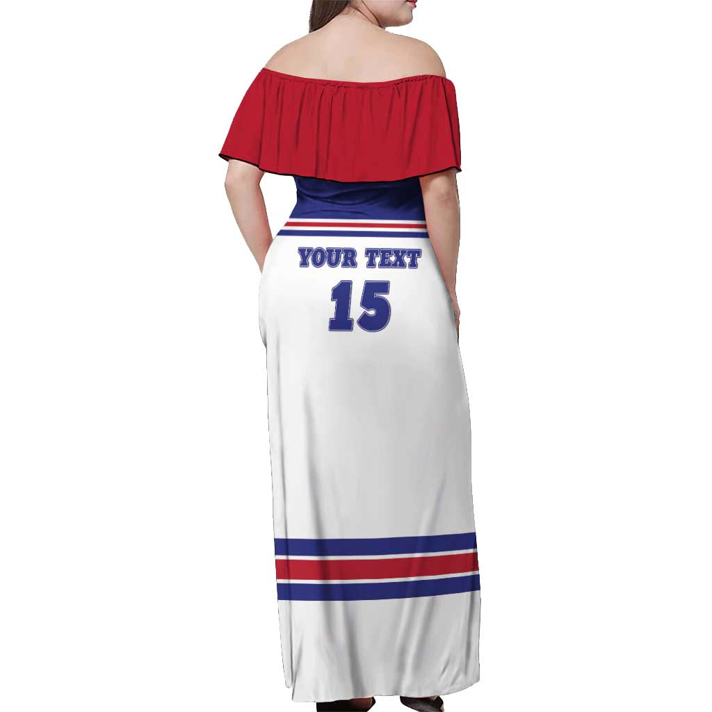Custom USA Ice Hockey Off Shoulder Maxi Dress Old Glory On Ice