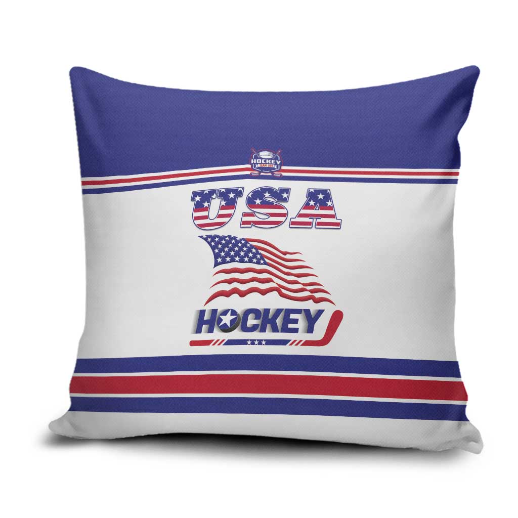 USA Ice Hockey Pillow Cover Old Glory On Ice