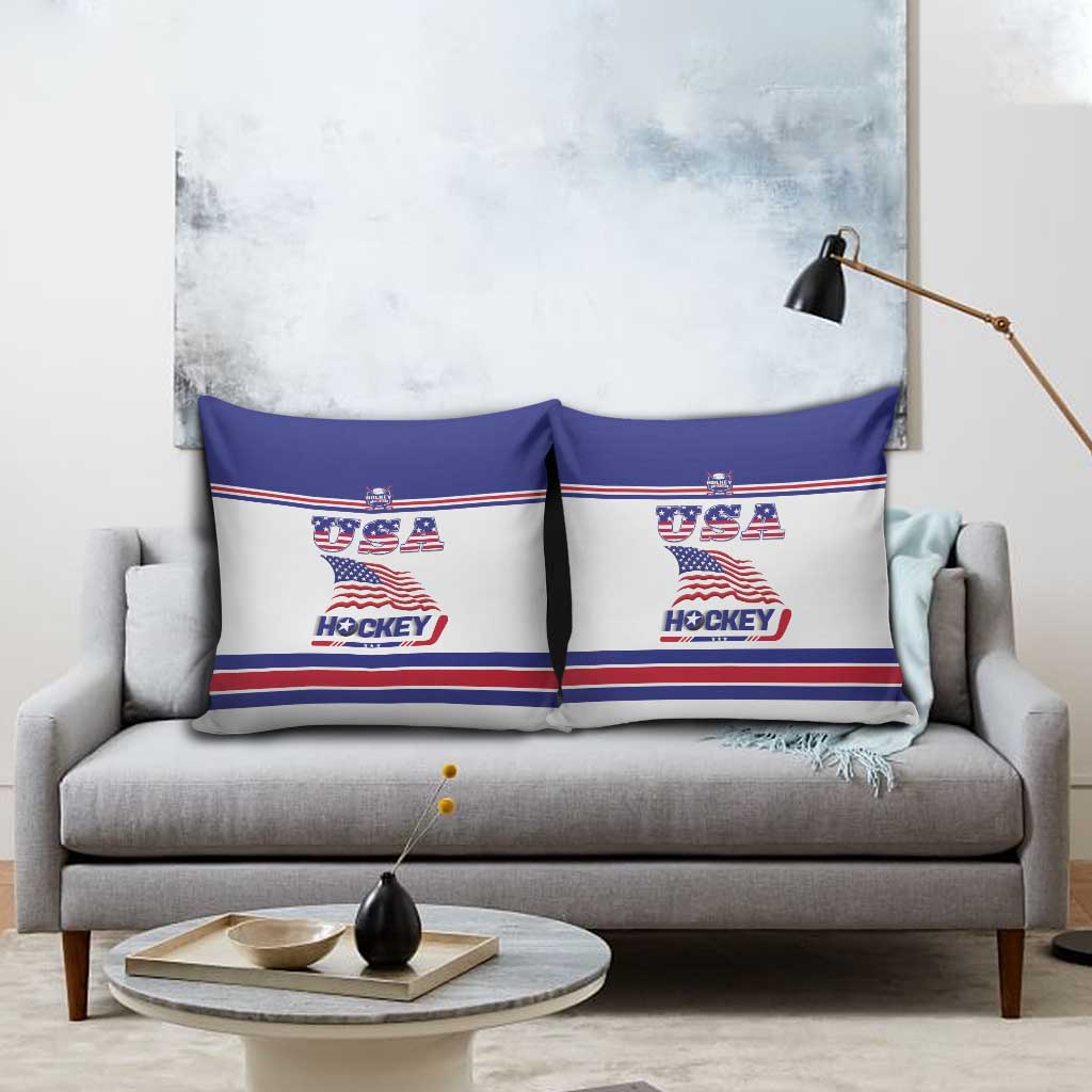 USA Ice Hockey Pillow Cover Old Glory On Ice
