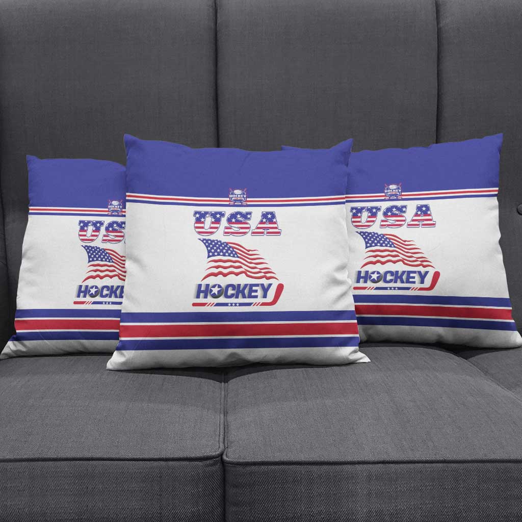 USA Ice Hockey Pillow Cover Old Glory On Ice