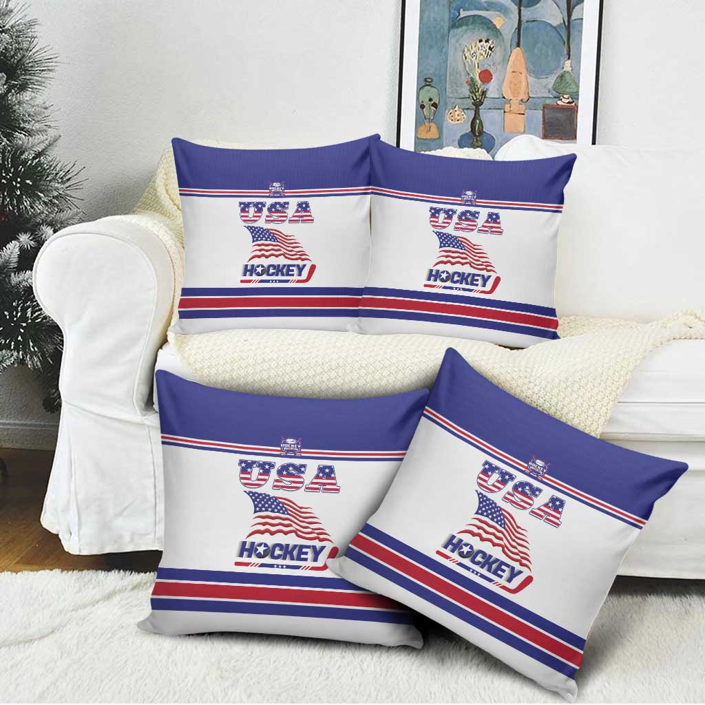 USA Ice Hockey Pillow Cover Old Glory On Ice