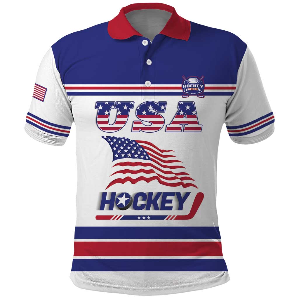 Custom USA Ice Hockey Polo Shirt Old Glory On Ice