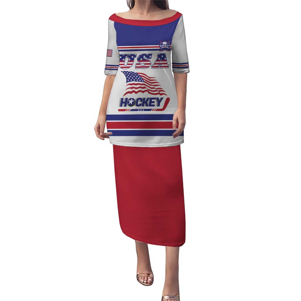 Custom USA Ice Hockey Puletasi Old Glory On Ice