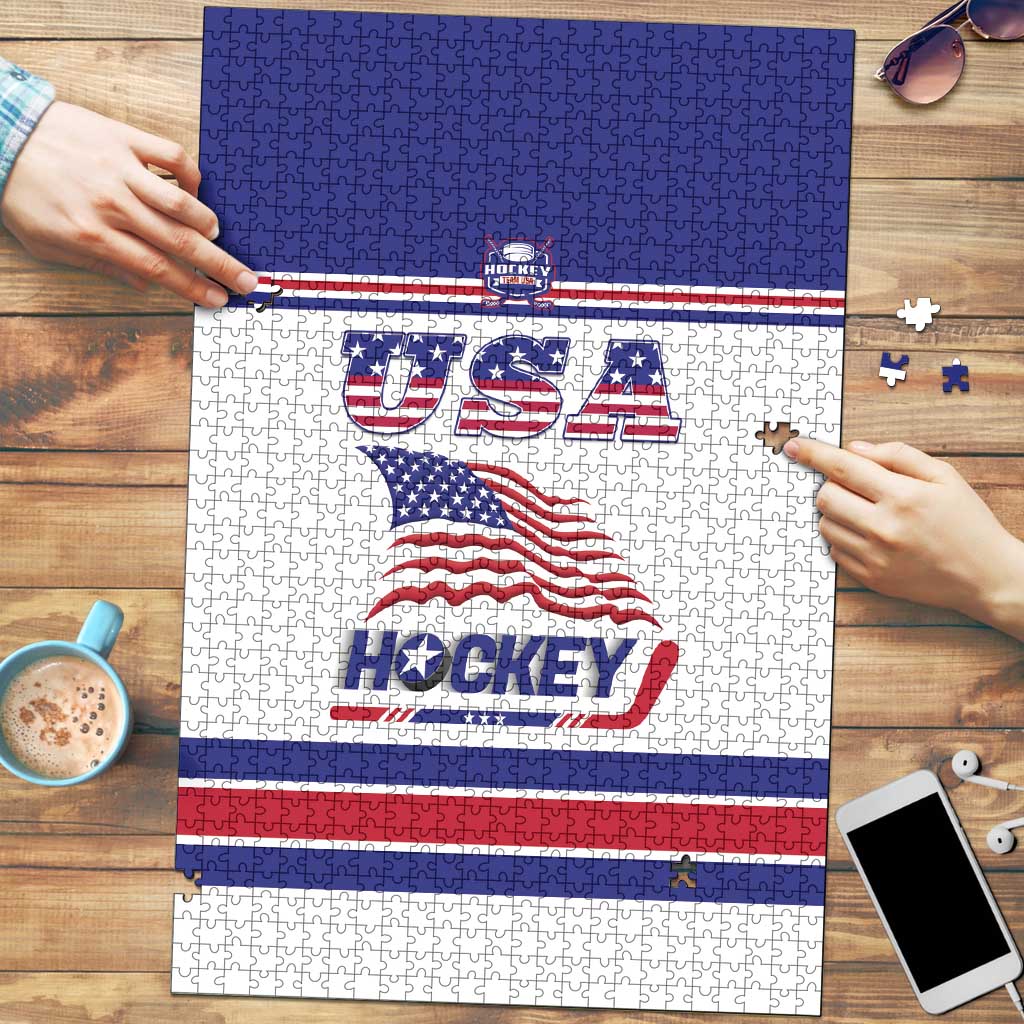 USA Ice Hockey Puzzle Old Glory On Ice