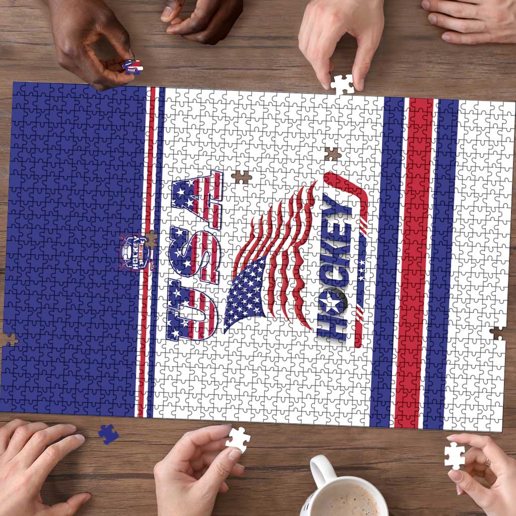 USA Ice Hockey Puzzle Old Glory On Ice