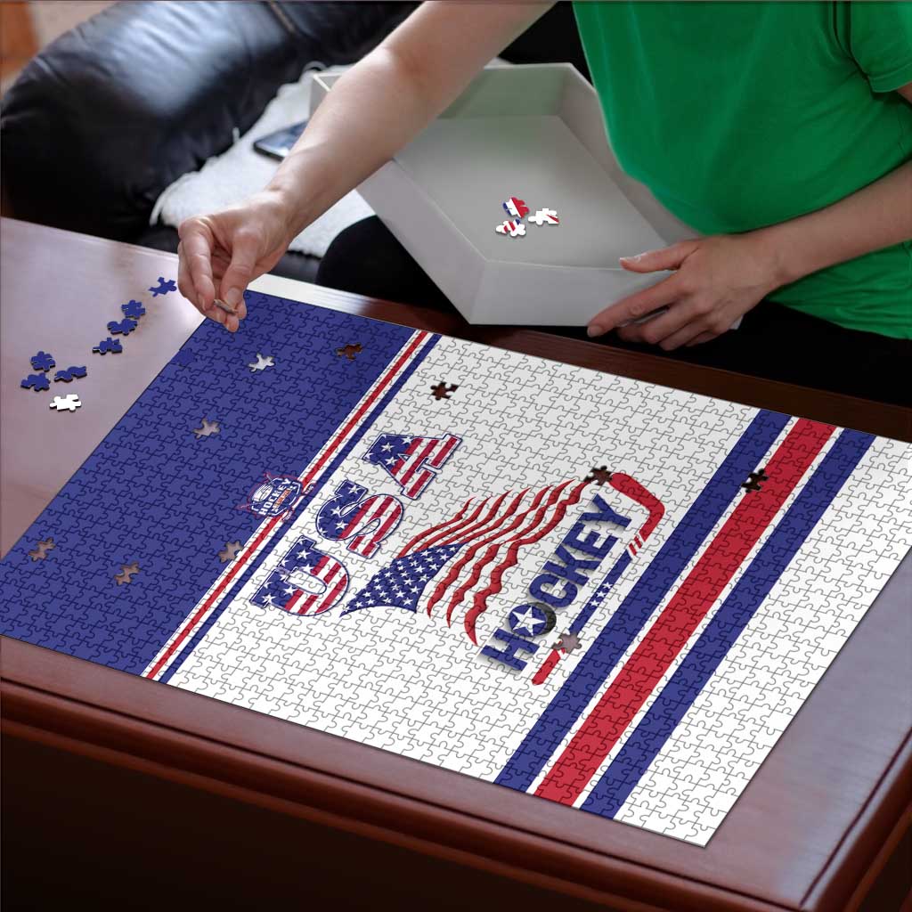 USA Ice Hockey Puzzle Old Glory On Ice