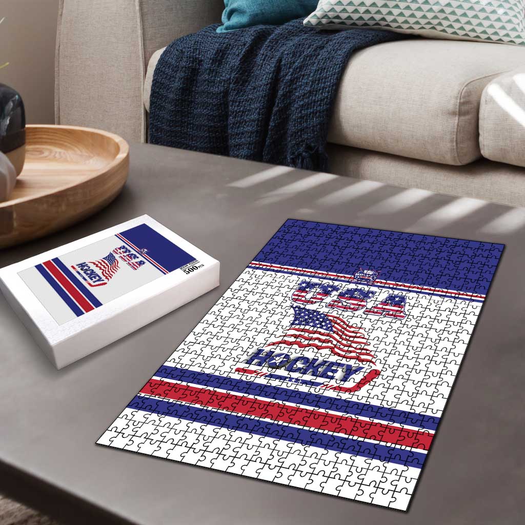 USA Ice Hockey Puzzle Old Glory On Ice