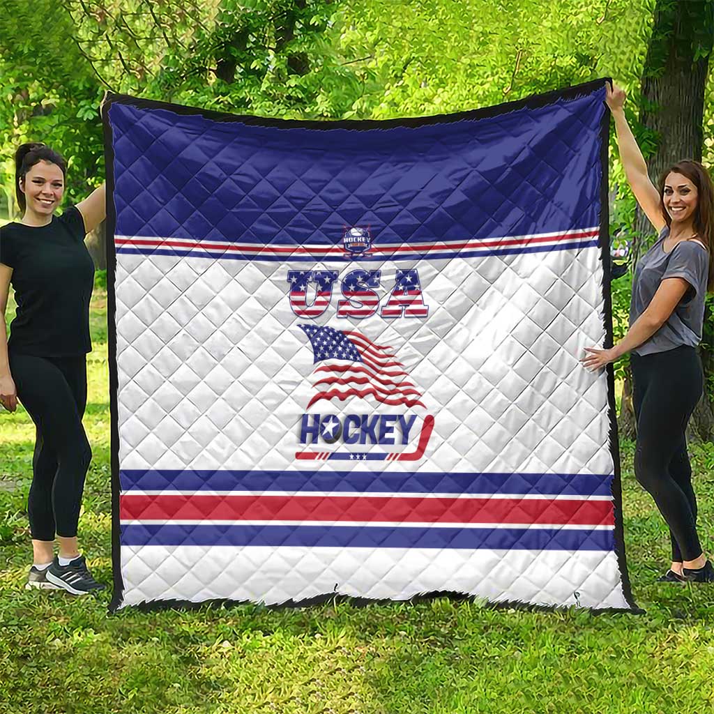 USA Ice Hockey Quilt Old Glory On Ice