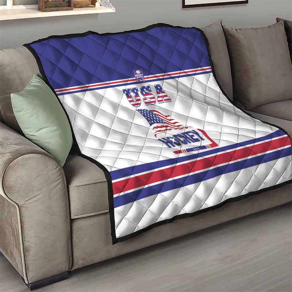 USA Ice Hockey Quilt Old Glory On Ice