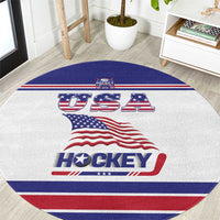 USA Ice Hockey Round Carpet Old Glory On Ice