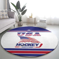 USA Ice Hockey Round Carpet Old Glory On Ice