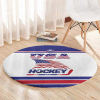 USA Ice Hockey Round Carpet Old Glory On Ice