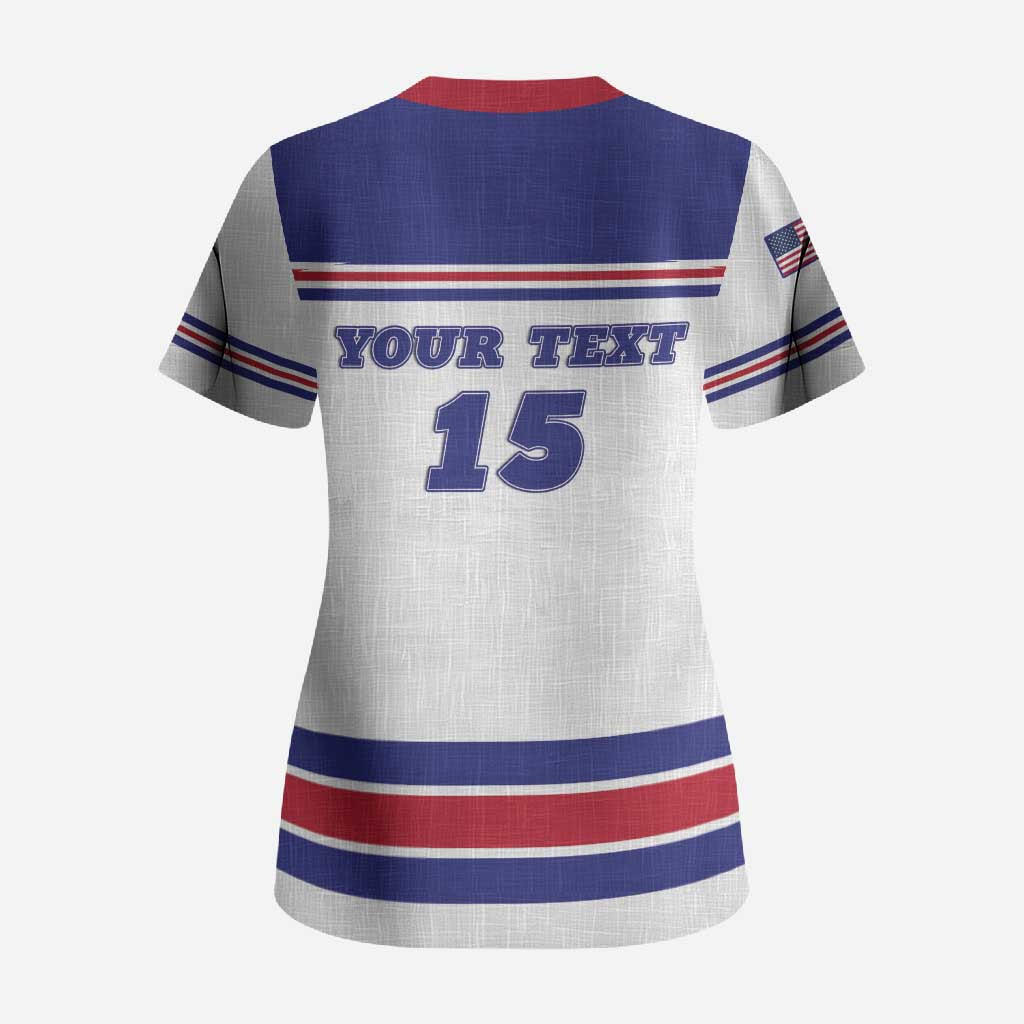 Custom USA Ice Hockey Scrub Top Old Glory On Ice