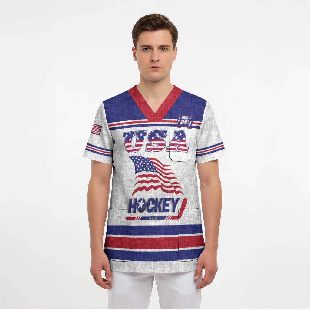Custom USA Ice Hockey Scrub Top Old Glory On Ice