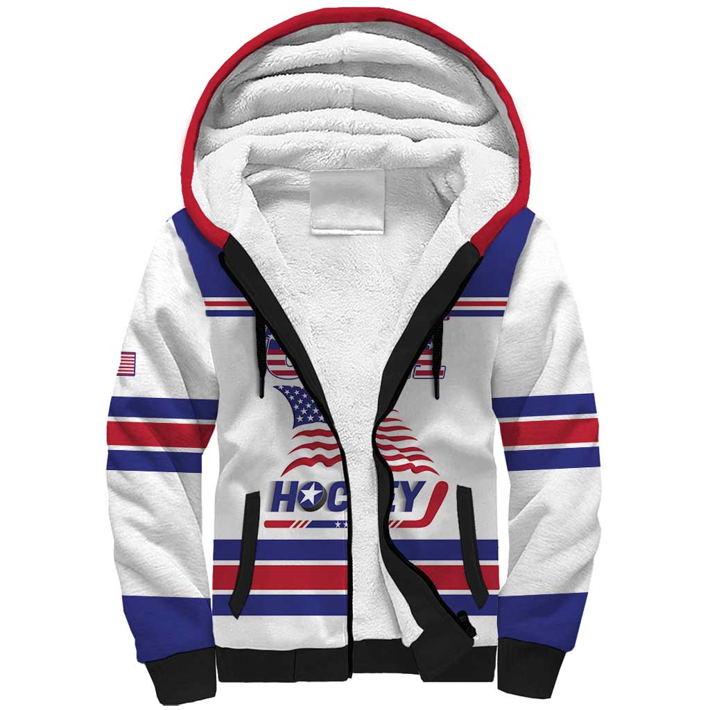 Custom USA Ice Hockey Sherpa Hoodie Old Glory On Ice