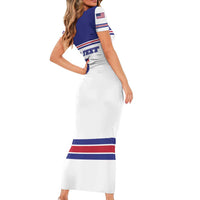 Custom USA Ice Hockey Short Sleeve Bodycon Dress Old Glory On Ice
