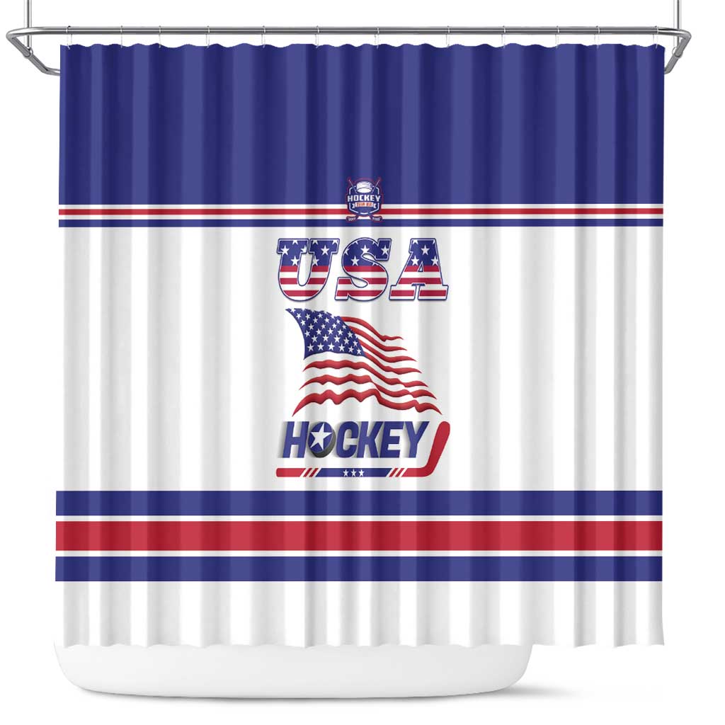 USA Ice Hockey Shower Curtain Old Glory On Ice