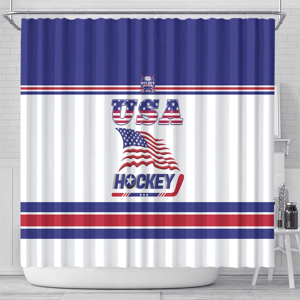 USA Ice Hockey Shower Curtain Old Glory On Ice
