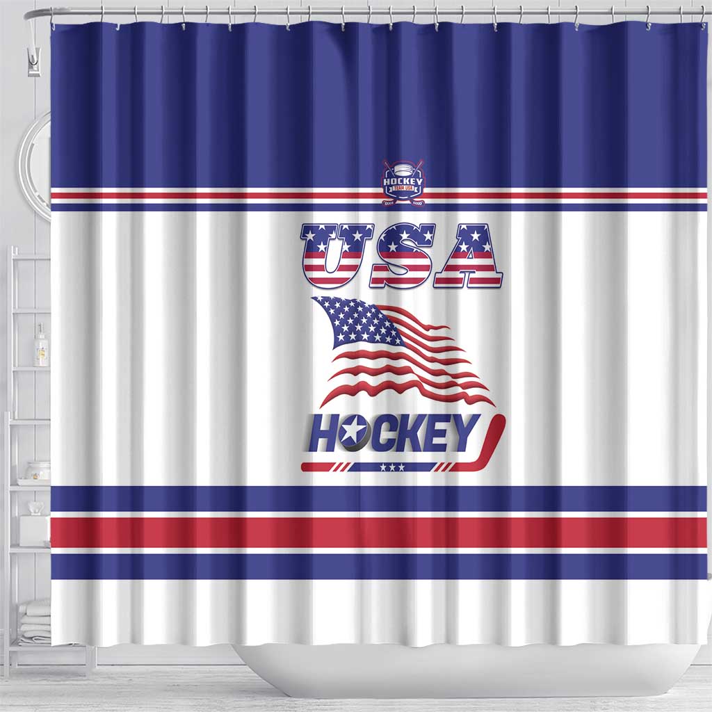 USA Ice Hockey Shower Curtain Old Glory On Ice