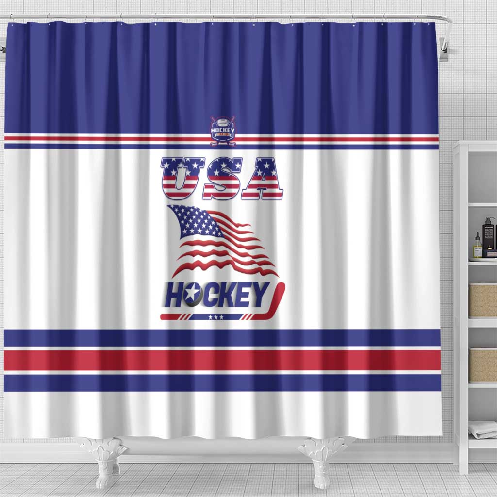 USA Ice Hockey Shower Curtain Old Glory On Ice