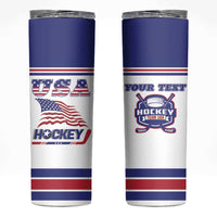 Custom USA Ice Hockey Skinny Tumbler Old Glory On Ice