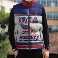 Custom USA Ice Hockey Sleeveless Puffer Jacket Old Glory On Ice
