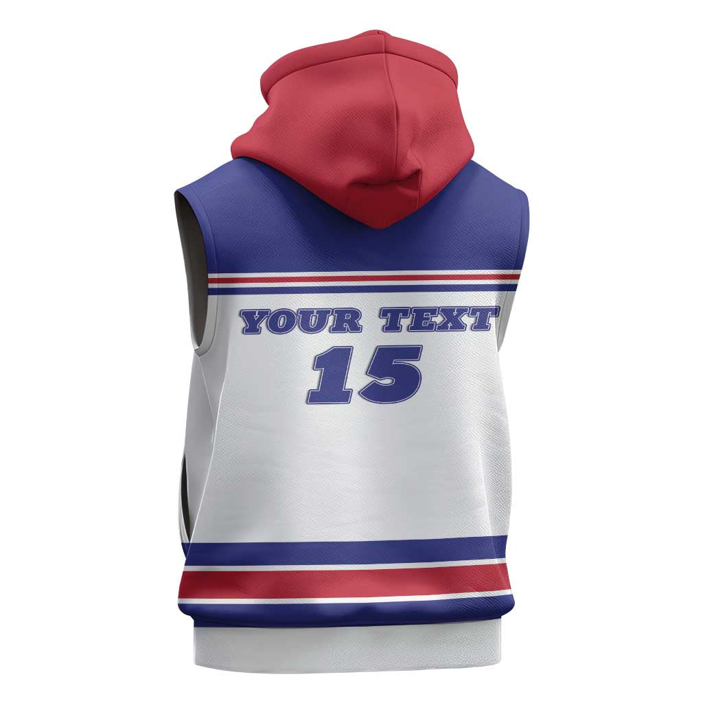 Custom USA Ice Hockey Sleeveless Zip Hoodie Old Glory On Ice